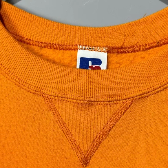 Vintage 90’s Russell Athletic Sweatshirt Men’s Size Small Solid Bright Orange - Picture 2 of 11